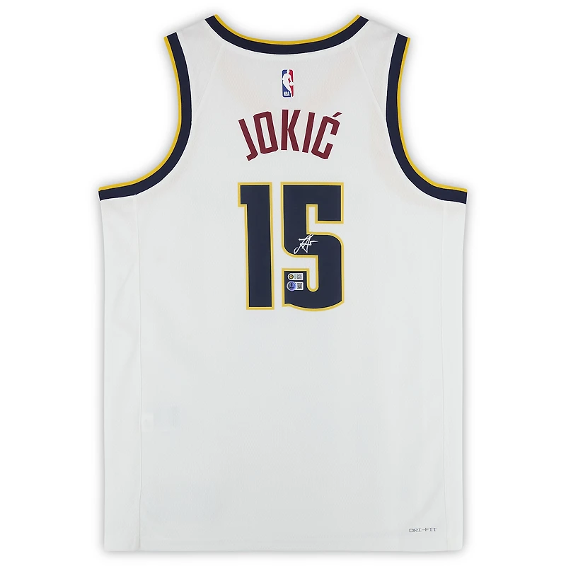 Nikola Jokić Denver Nuggets Autographed White Nike Association Edition Swingman Jersey - BAS