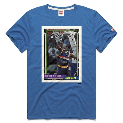 Unisex Homage Dikembe Mutombo Blue Denver Nuggets Topps Trading Card Player Tri-Blend T-Shirt