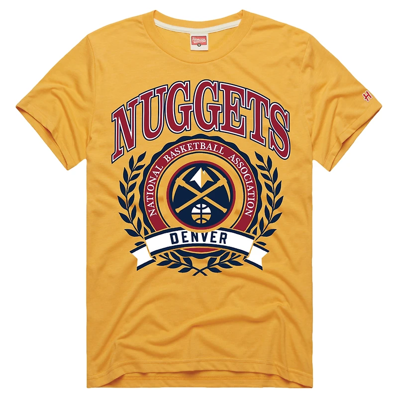 Unisex Homage  Gold Denver Nuggets Crest Tri-Blend T-Shirt