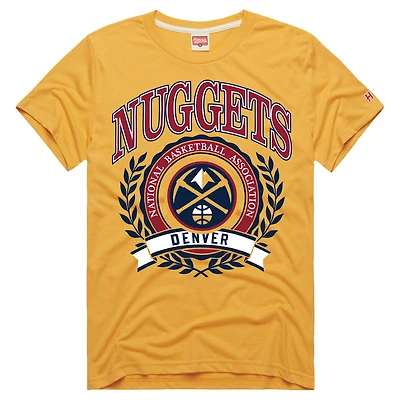Unisex Homage  Gold Denver Nuggets Crest Tri-Blend T-Shirt