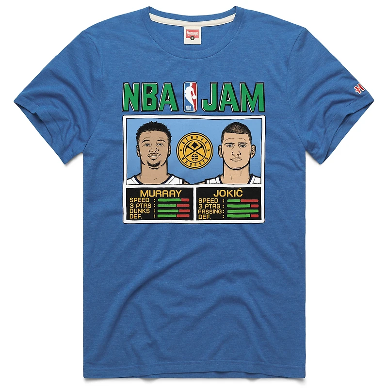 Unisex Homage Jamal Murray & Nikola Jokic Blue Denver Nuggets 2024/25 City Edition NBA Jam Tri-Blend T-Shirt