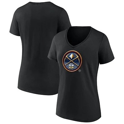 T-shirt à col en V Denver Nuggets Midnight Mascot pour femmes, noir