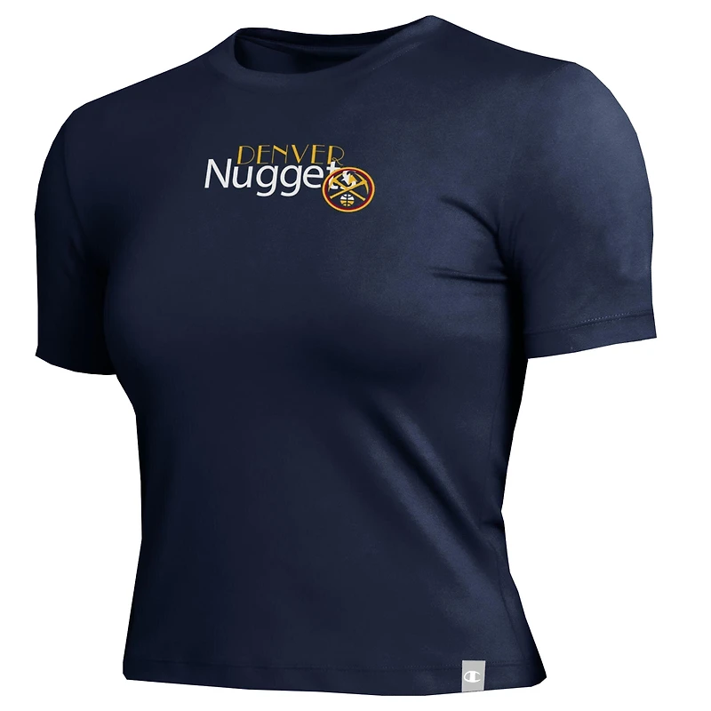 Women's Champion Navy Denver Nuggets Soft Touch Fitted Cropped T-Shirt