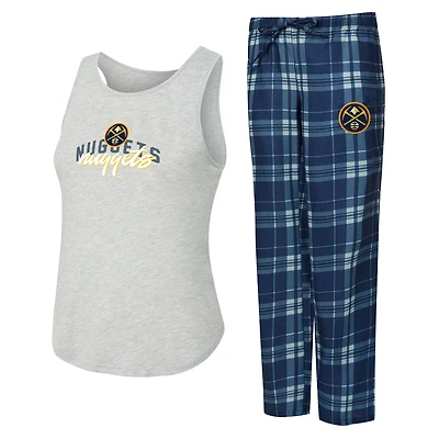 Women's Concepts Sport Navy/Heather Gray Denver Nuggets Regulate Tank & Pant Set