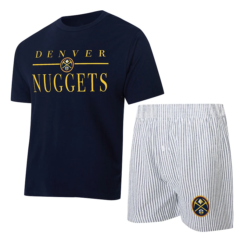 Ensemble pyjama t-shirt et short Denver Nuggets Copeland bleu marine/blanc pour femme de Concepts Sport
