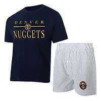 Ensemble pyjama t-shirt et short Denver Nuggets Copeland bleu marine/blanc pour femme de Concepts Sport