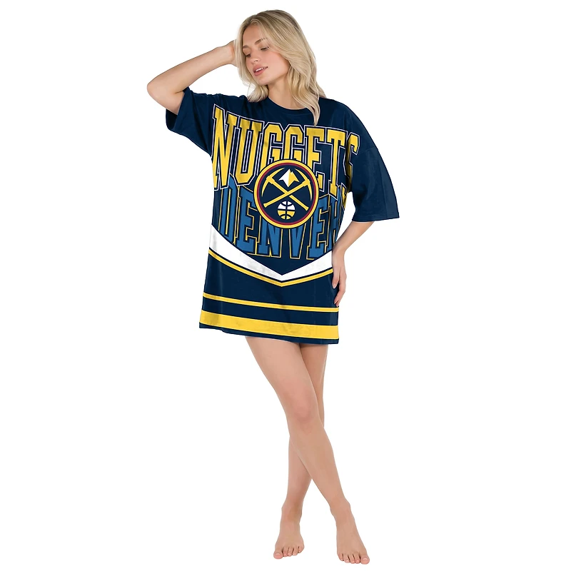 Robe de nuit Concepts Sport bleu marine Denver Nuggets en maille mosaïque pour femme