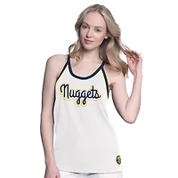 Women's G-III 4Her by Carl Banks White Denver Nuggets Curveball Racerback Scoop Neck Slub Tank Top