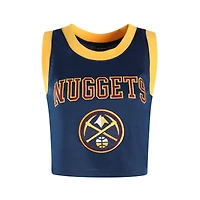 Women's Hype and Vice  Navy Denver Nuggets Cropped Basketball Scoop Neck Tank Top