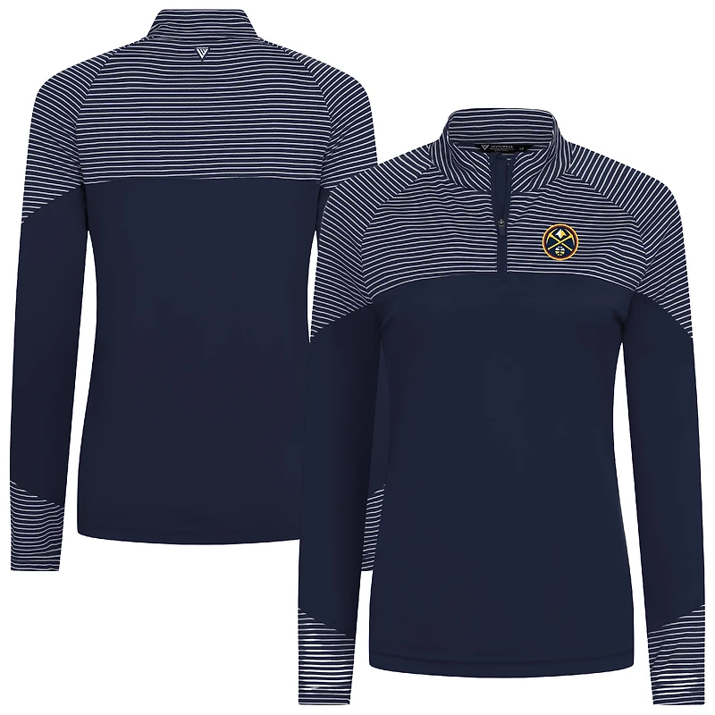 Haut à glissière quart de tour bleu marine rayures classiques des Denver Nuggets pour femme Levelwear