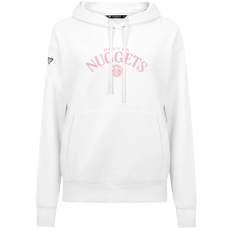 Sweat à capuche blanc Levelwear pour femme, motif Denver Nuggets, Fête des Mères, arqué
