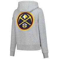 Sweat à capuche gris pour femme avec logo des Denver Nuggets