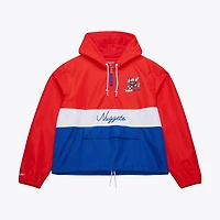 Women's Mitchell & Ness  Red Denver Nuggets Blocked Anorak Half-Zip Jacket
