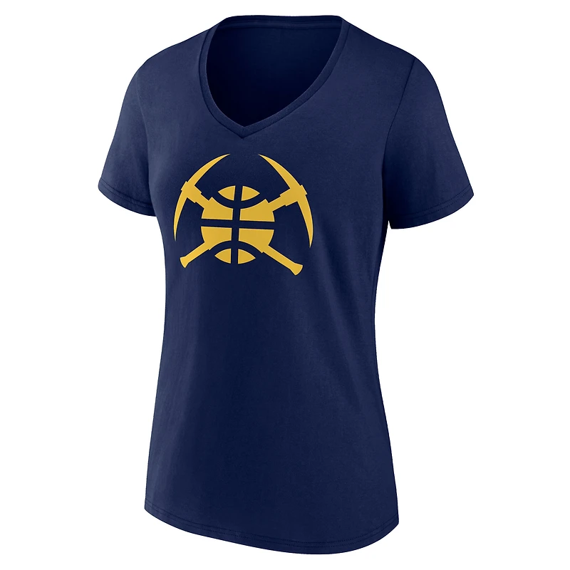 Women's White Denver Nuggets Alternate Logo V-Neck T-Shirt