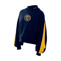 Sweat-shirt New Era bleu marine Denver Nuggets Sport Night à manches ballon pour femme