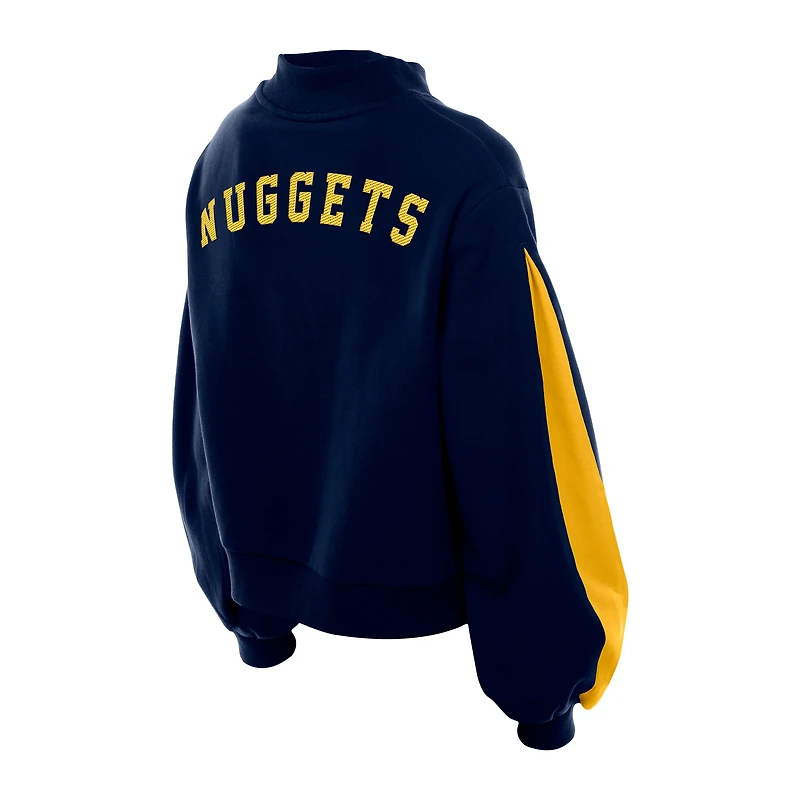 Sweat-shirt New Era bleu marine Denver Nuggets Sport Night à manches ballon pour femme