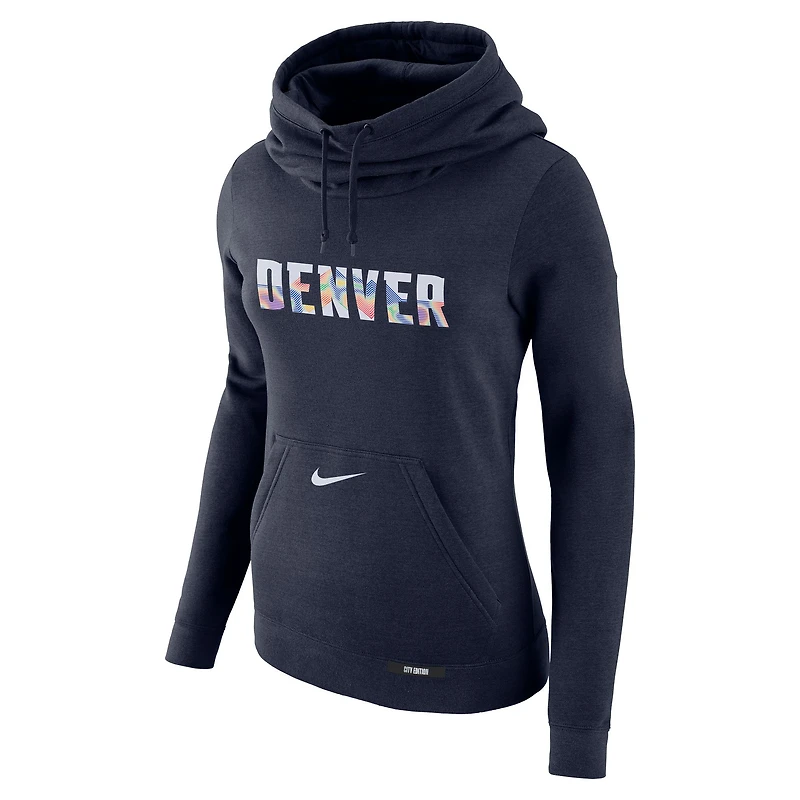 Women's Nike Navy Denver Nuggets 2024/25 City Edition Essential Club Pullover Hoodie