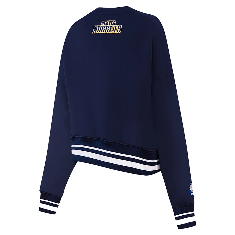 Women's Pro Standard Navy Denver Nuggets Area Code Cropped Pullover Sweatshirt