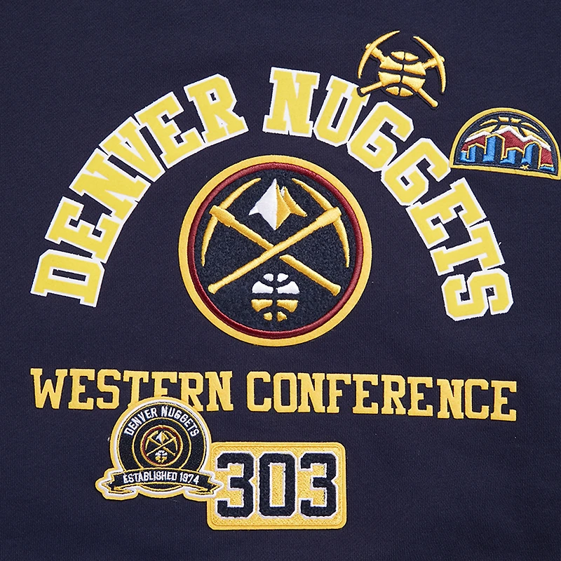 Women's Pro Standard Navy Denver Nuggets Area Code Cropped Pullover Sweatshirt