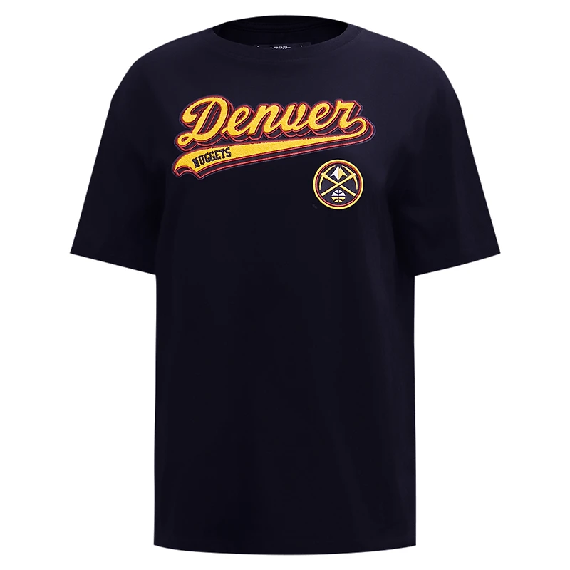 Women's Pro Standard Navy Denver Nuggets Script Boyfriend T-Shirt