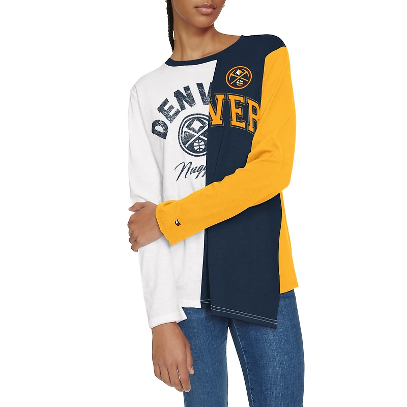T-shirt à manches longues blocs de couleurs Amelia Denver Nuggets blanc/bleu marine Tommy Jeans pour femme