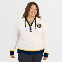Women's WEAR by Erin Andrews Cream Denver Nuggets Plus Hoodie Sweater
