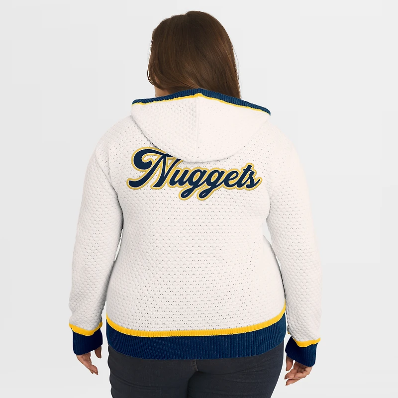 Women's WEAR by Erin Andrews Cream Denver Nuggets Plus Hoodie Sweater