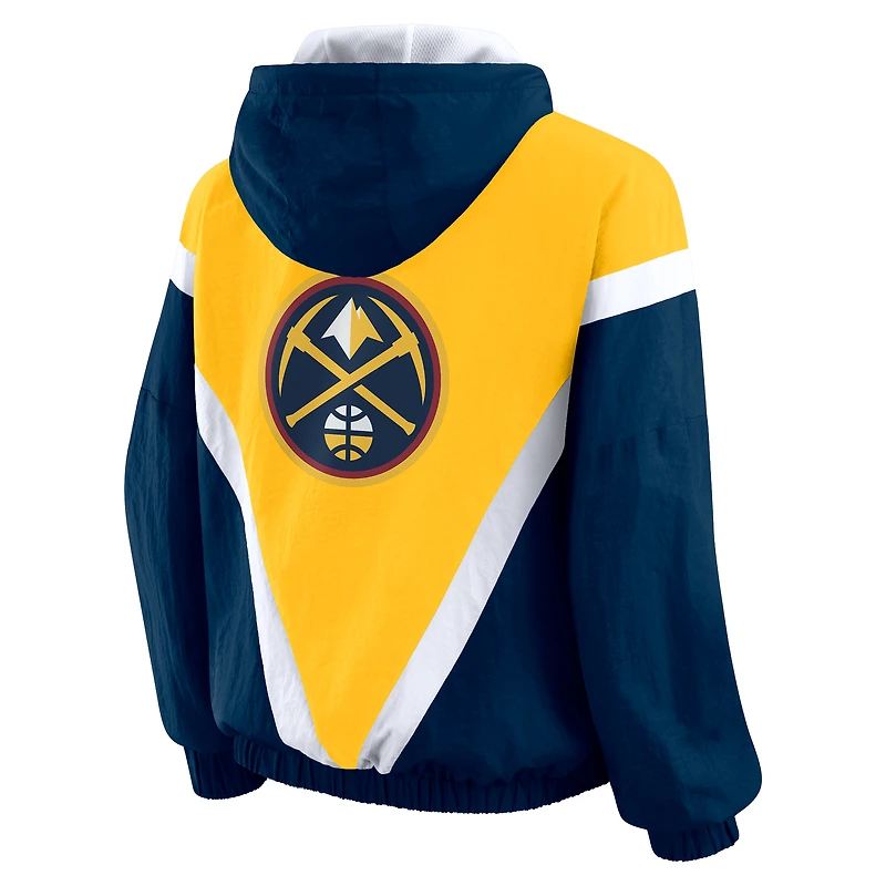 Women's WEAR by Erin Andrews  Gold/Navy Denver Nuggets Color-Block Full-Zip Windbreaker