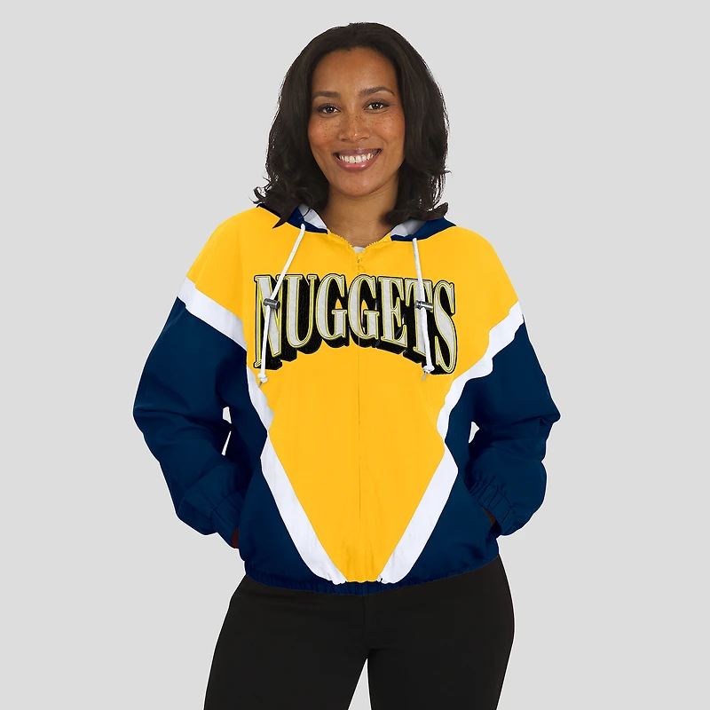 Women's WEAR by Erin Andrews  Gold/Navy Denver Nuggets Color-Block Full-Zip Windbreaker
