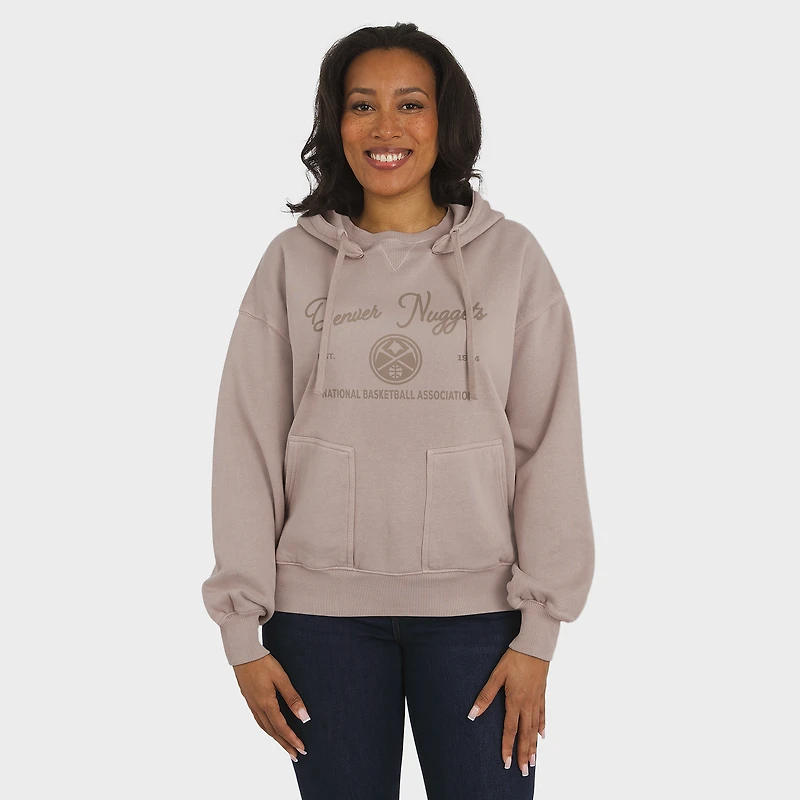 Women's WEAR by Erin Andrews  Tan Denver Nuggets Washed Pullover Crewdie
