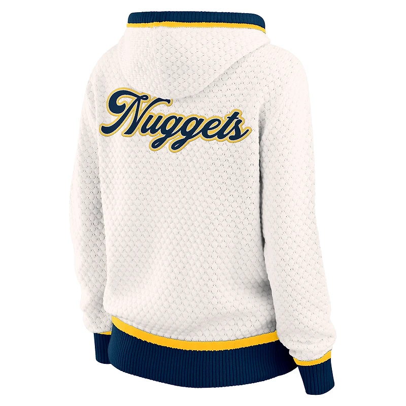 Women's WEAR by Erin Andrews White Denver Nuggets Plus Hoodie Sweater