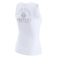 Women's WEAR by Erin Andrews White Denver Nuggets Rib-Knit Henley Tank Top