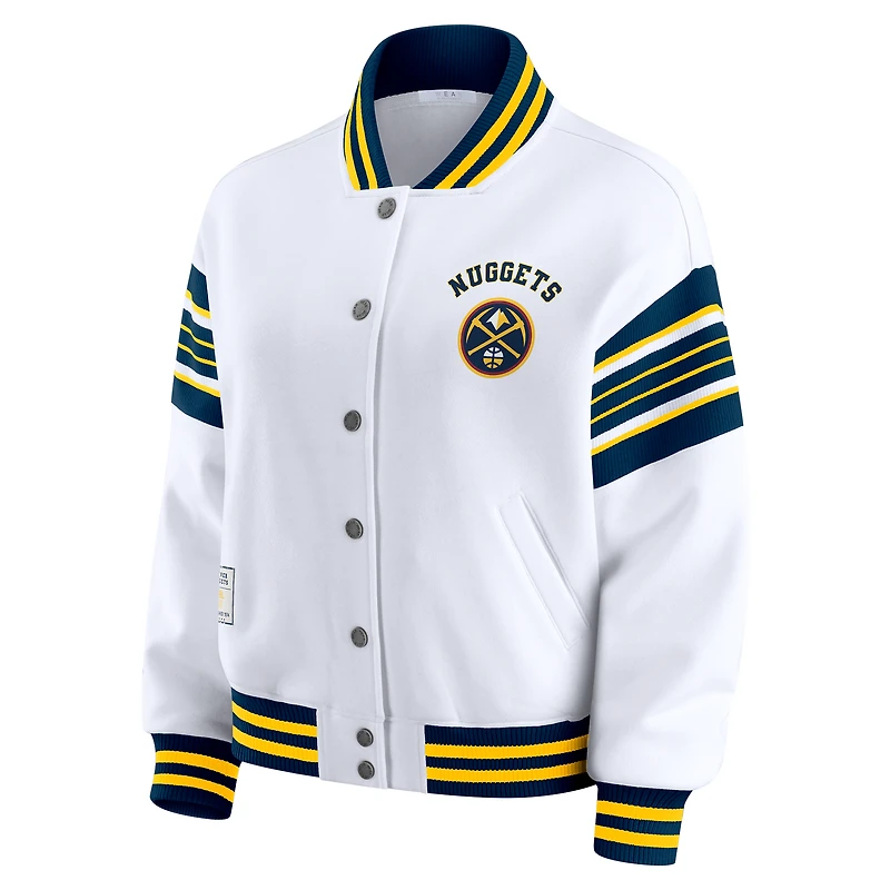 Sweat-shirt en polaire blanc à boutons-pression Denver Nuggets pour femme WEAR by Erin Andrews
