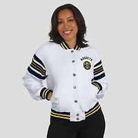 Sweat-shirt en polaire blanc à boutons-pression Denver Nuggets pour femme WEAR by Erin Andrews