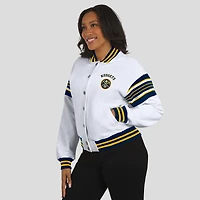 Sweat-shirt en polaire blanc à boutons-pression Denver Nuggets pour femme WEAR by Erin Andrews
