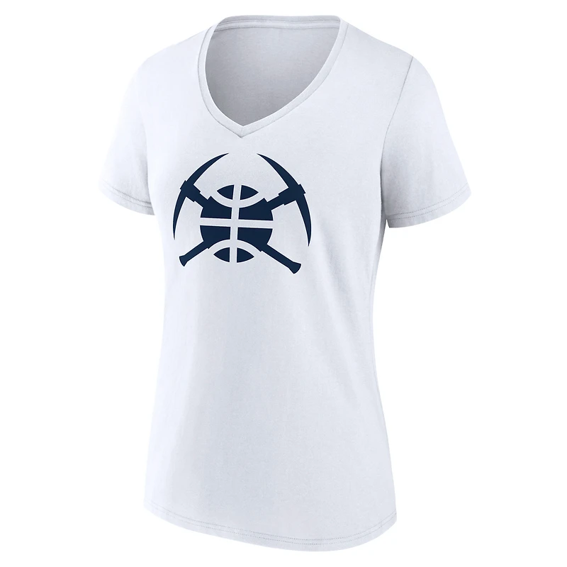 Women's White Denver Nuggets Alternate Logo V-Neck T-Shirt