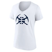 Women's  White Denver Nuggets Alternate Logo V-Neck T-Shirt