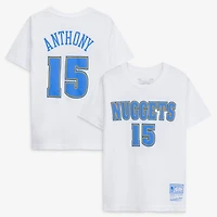 T-shirt avec nom et numéro Carmelo Anthony White Denver Nuggets Hardwood Classics pour jeune