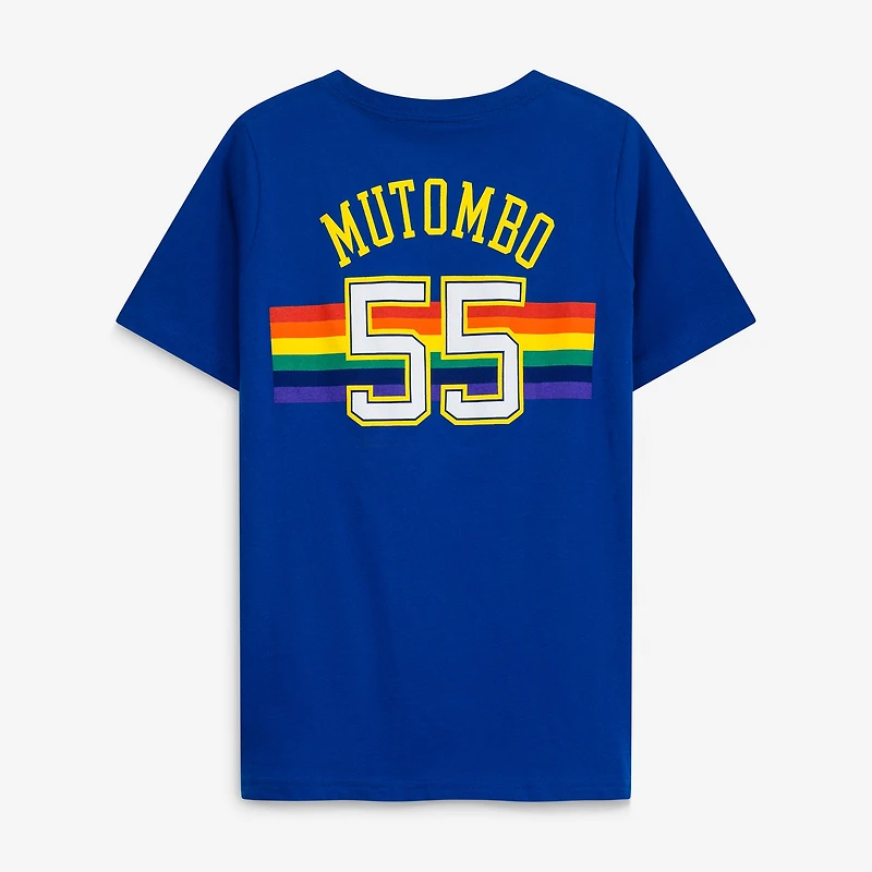 Youth Dikembe Mutombo Royal Denver Nuggets Hardwood Classics Name & Number T-Shirt