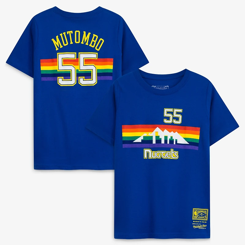 Youth Dikembe Mutombo Royal Denver Nuggets Hardwood Classics Name & Number T-Shirt