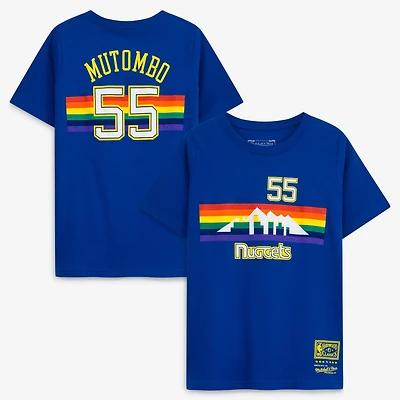 Youth Dikembe Mutombo Royal Denver Nuggets Hardwood Classics Name & Number T-Shirt