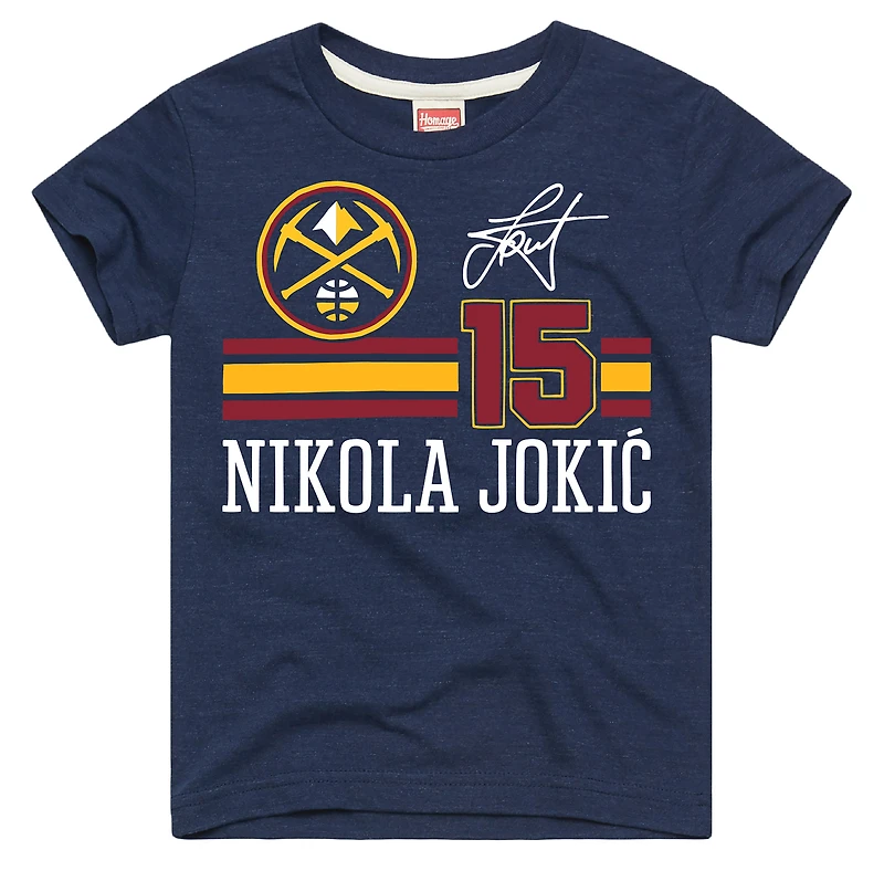 Youth Homage Nikola Jokić Navy Denver Nuggets Remix Signature Name & Number Tri-Blend T-Shirt
