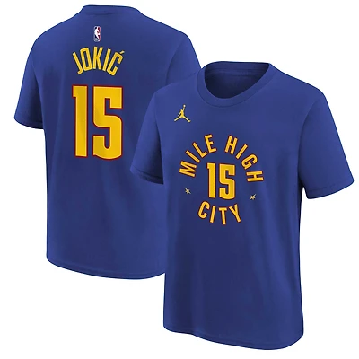 T-shirt Jordan Brand Nikola Jokic pour jeunes Denver Nuggets, édition déclaration, nom et numéro, bleu