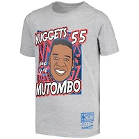 Youth Mitchell & Ness Dikembe Mutombo Gray Denver Nuggets Hardwood Classics King of the Court Player T-Shirt