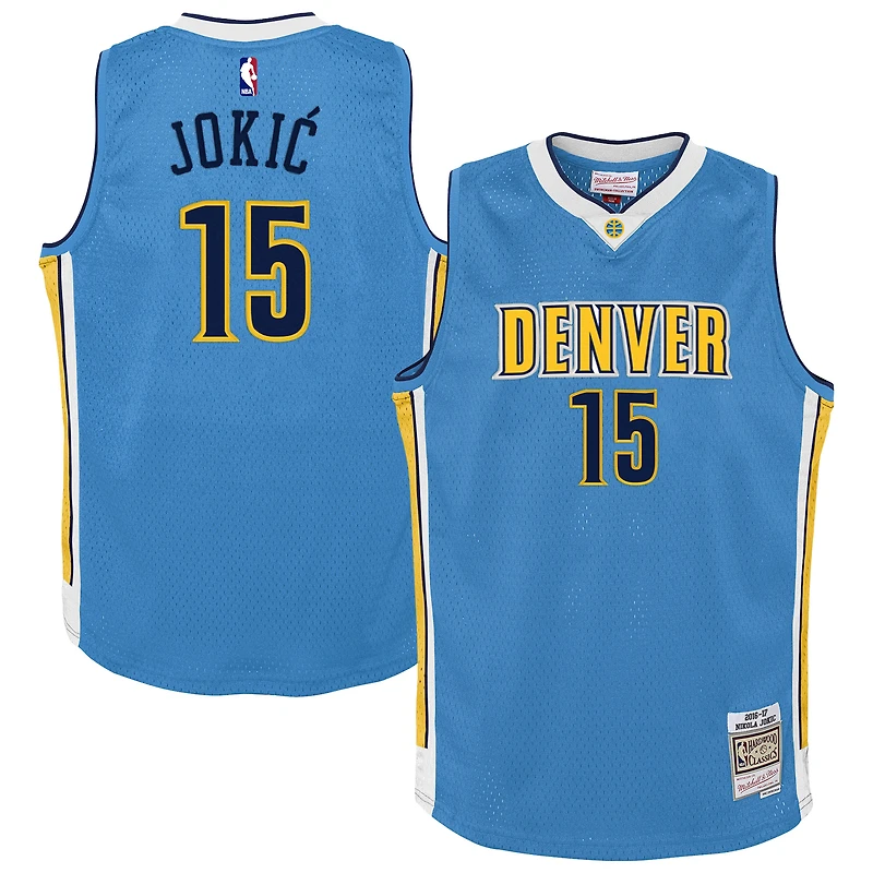 Maillot Swingman bleu clair Mitchell & Ness Nikola Jokic des Denver Nuggets 2016/17 Hardwood Classics pour jeunes