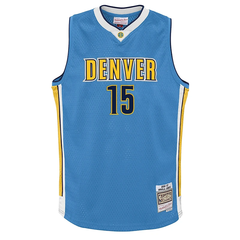 Youth Mitchell & Ness Nikola Jokic Light Blue Denver Nuggets 2016/17 Hardwood Classics Swingman Jersey