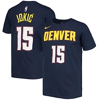 T-shirt de performance Nike Nikola Jokic bleu marine Denver Nuggets avec logo, nom et numéro pour enfant