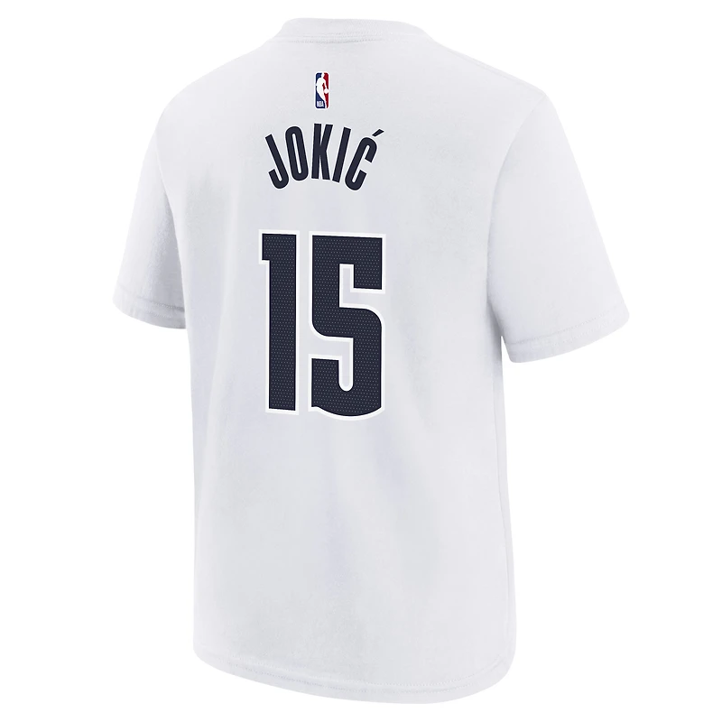 T-shirt Nike Nikola Jokic pour jeune, blanc, édition City Denver Nuggets 2024/25, nom et numéro