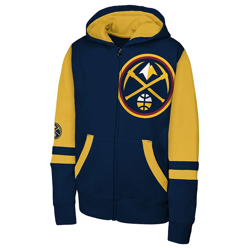 Sweat à capuche entièrement zippé bleu marine Denver Nuggets Straight to the League pour jeunes Outerstuff