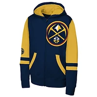 Sweat à capuche entièrement zippé bleu marine Denver Nuggets Straight to the League pour jeunes Outerstuff